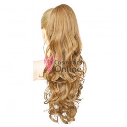 Extensie de par coada tip Mesa usor ondulata cu elastic de 56 cm Blond Inchis 39023